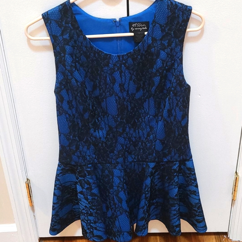 Torn by Ronnie Kobo royal blue sleeveless top